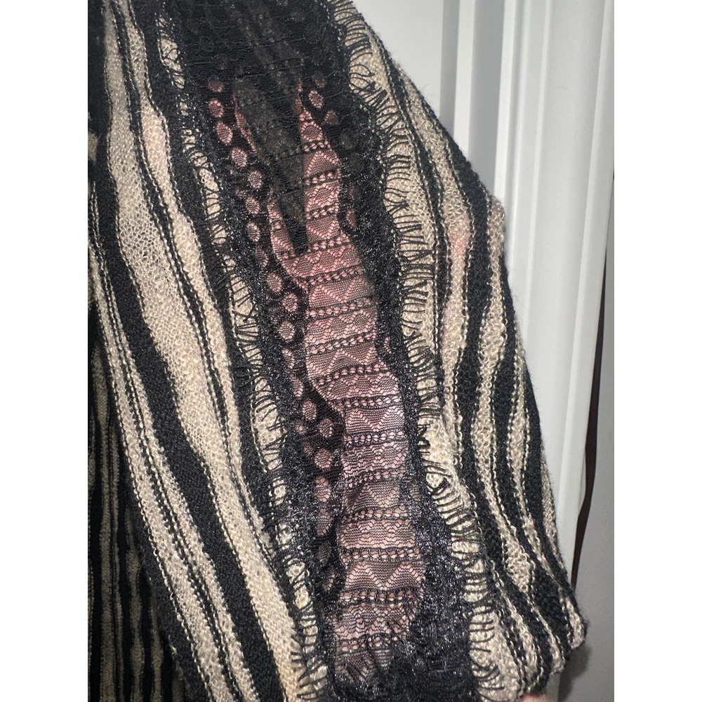 Free People Beautiful Black and Sand colored Fringe Cardigan duster - Picture 4 of 13